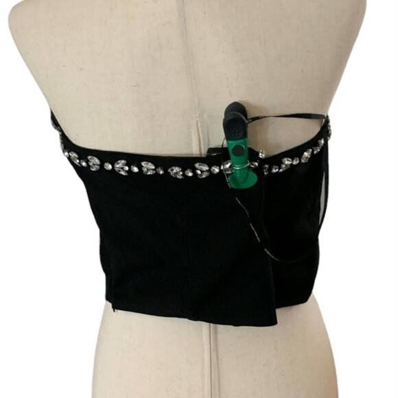 Forever 21 strapless corset top black with rhinestone accents. Padded cups Large - Picture 6 of 11
